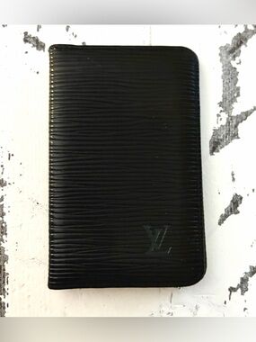 Louis Vuitton Black Epi Leather Cardholder with Debossed Logo